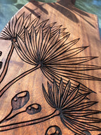 Angular Acacia Wood Board - Saw Palmetto Leaves