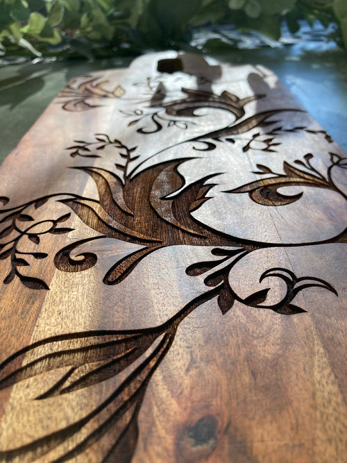 Acacia Wood Board with Handle - Italian Renaissance Flourish