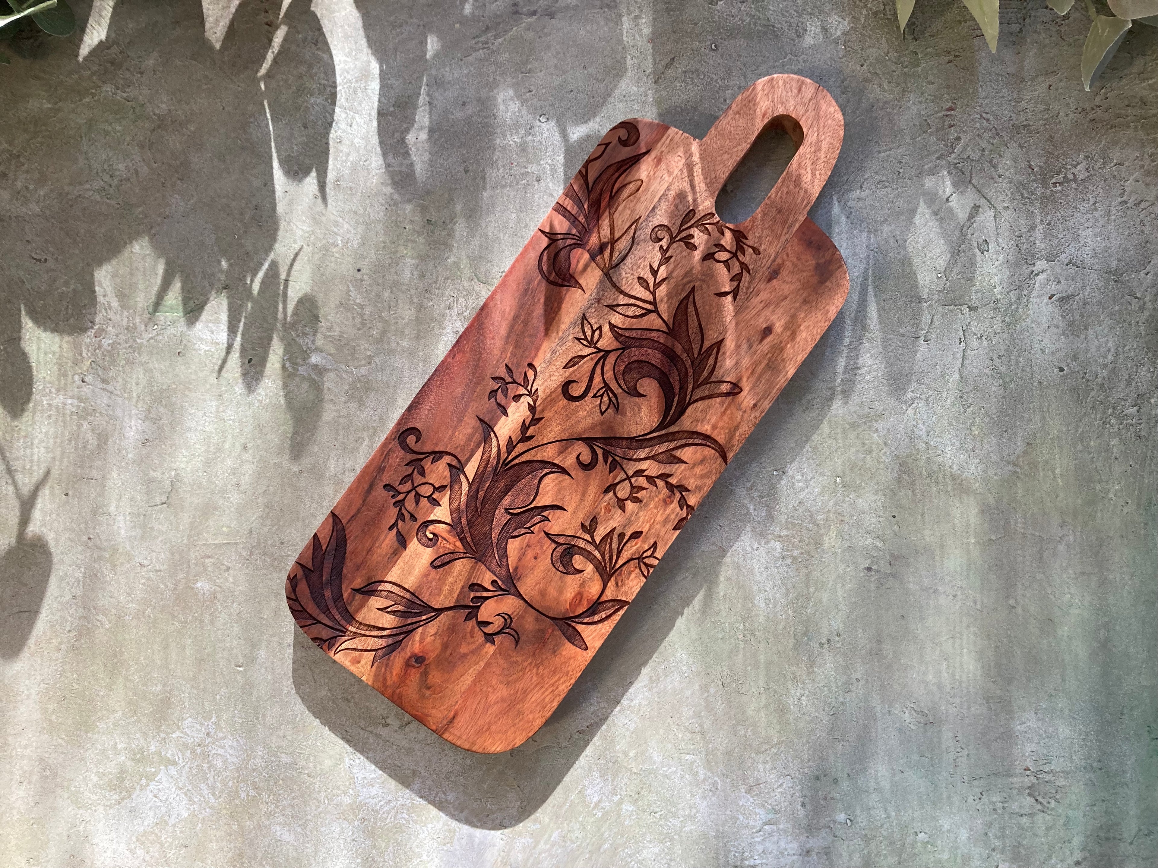 Acacia Wood Board with Handle - Italian Renaissance Flourish