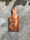 Engraved Olive Wood Paddle Board – Ginkgo Filigree Design, Charcuterie & Serving Board