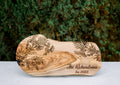 Personalized Rustic Olive Wood Board Right Corner Name - Ginkgo Filigree