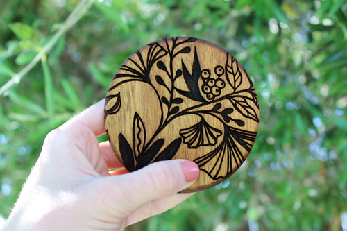 Engraved Coaster Set of 4 - Ginkgo Filigree