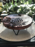 Acacia Wood Trivet - Roses