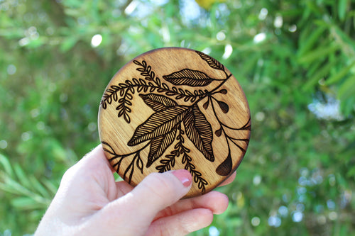 Engraved Coaster Set of 4 - Elegant Botanicals