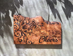 Rustic Olive Wood Cutting and Serving Board - Iron Filigree