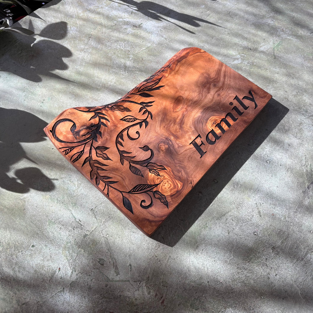 Rustic Olive Wood Charcuterie and Serving Board - Botanicals