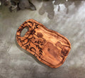 Engraved Olive Wood Cutting Board – Rustic Serving Tray with Elegant Vine Design