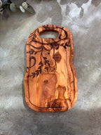 Engraved Olive Wood Cutting Board – Rustic Serving Tray with Elegant Vine Design