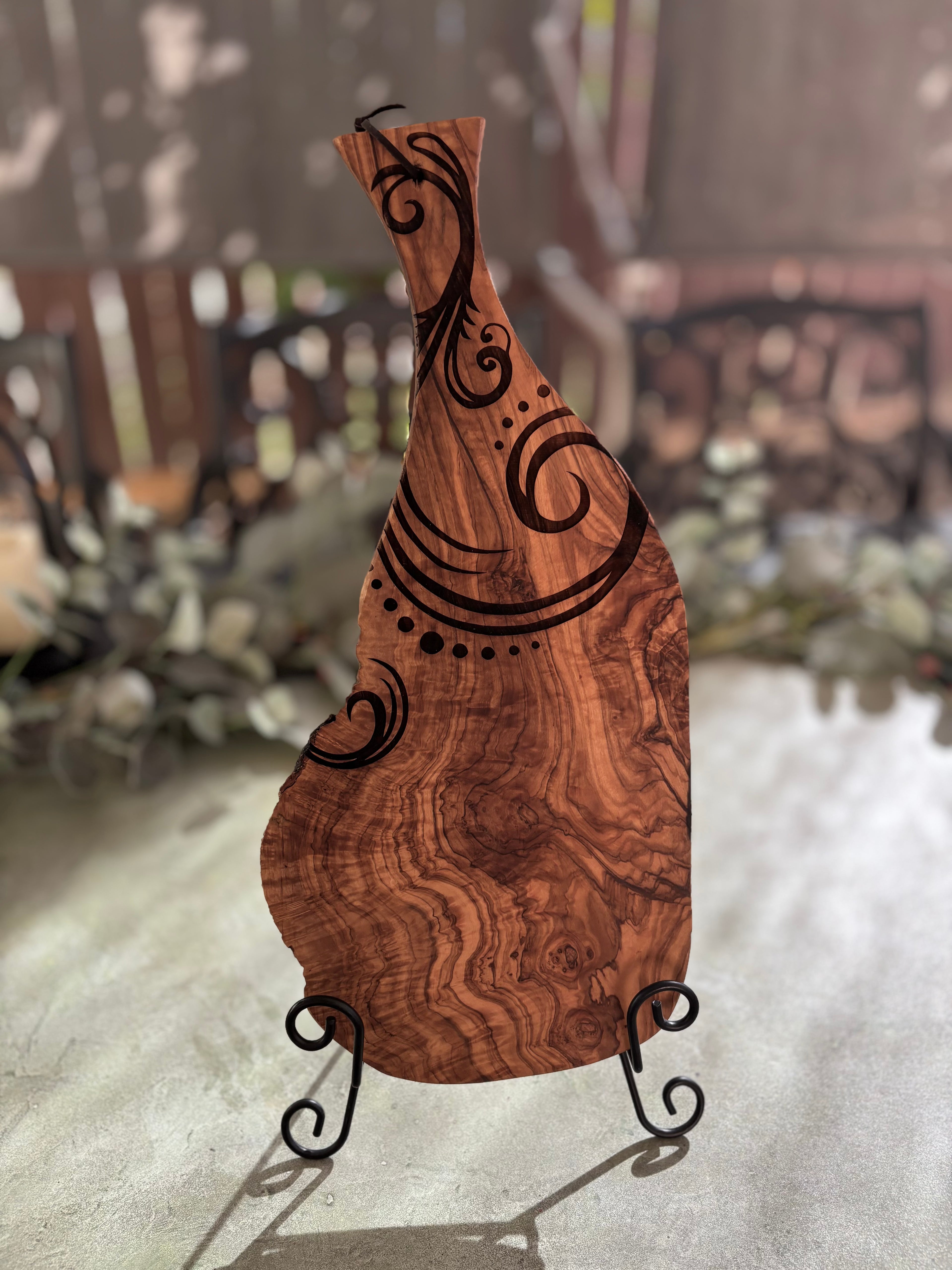 Rustic Olive Wood Paddle Board - Swirl Design